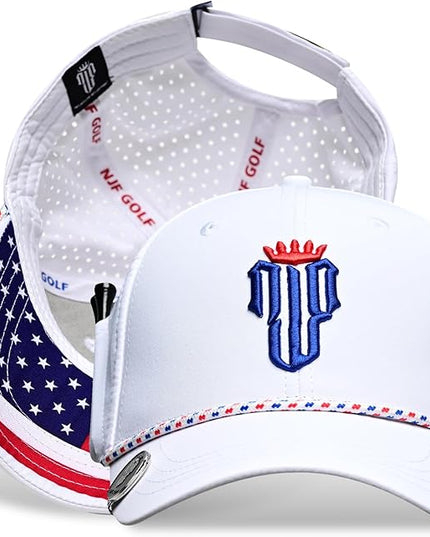 NJF Golf™ Hat Men - Breathable Mens Golf Hats, Adjustable Rope Snapback Cap, Convenient Cap with Tee Holder