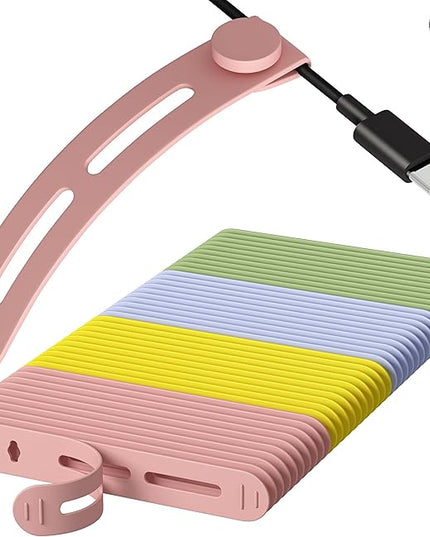 40Pcs Nearockle Reusable Cable Ties, Adjustable Silicone Cord Organizer Small Zip Ties for Charging Cords Earphone Computer Wire, Office Desk Cable Management Travel Accessories(4 Colors)