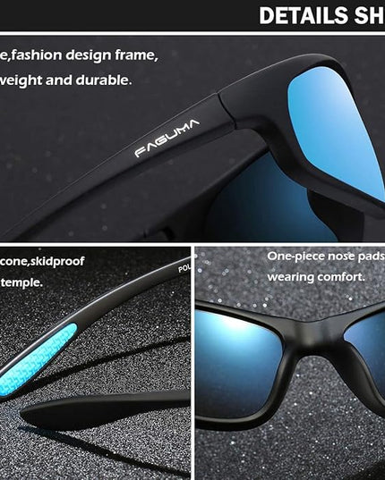 FAGUMA Polarized Sports Sunglasses For Men Cycling Driving Fishing UV400 Protection