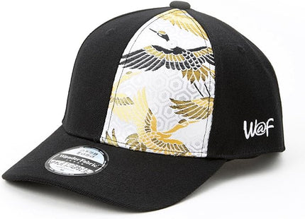 W@nderFabric Traditional Japanese Kimono Baseball Cap, Embroidered Pattern, Adjustable Snapback Flat Brim, 6-Panel Cap