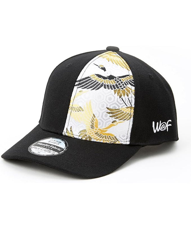 W@nderFabric Traditional Japanese Kimono Baseball Cap, Embroidered Pattern, Adjustable Snapback Flat Brim, 6-Panel Cap