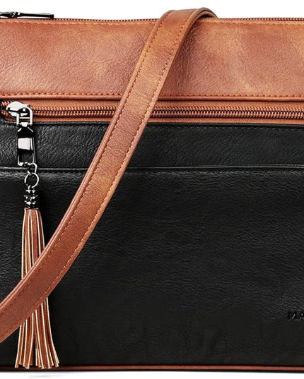 MASINTOR Crossbody Bags for Women, Lightweight Medium Crossbody Purse, Soft Leather Women's Shoulder Handbags with Tassel