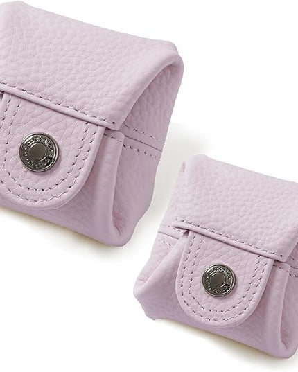 Cockatoo Genuine Leather Coin Pouch Change Holder, Mini Snap Pocket Wallet for Men Women (Macaron Pink, Small)