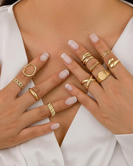 Chunky Rings for Women Adjustable Thick Rings Set Trendy Statement Stackable Ring for Women Chunky Jewlery Irregular Dome Flower Finger Knkuckle Thumb Ring