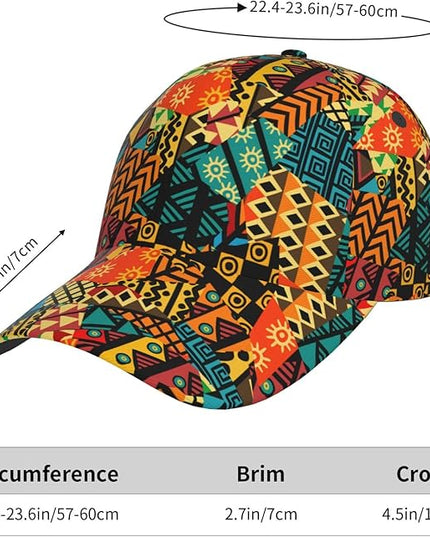 African Ethnic Tribal Style Baseball Cap for Men Women, Fashion Adjustable African Hat Casual Trucker Hats Sun Caps