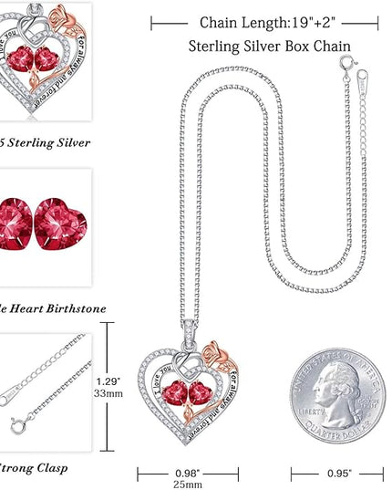 Iefil Christmas Gifts for Wife Women - 925 Sterling Silver Double Birthstone Necklace, Anniversary Birthday Gifts for Women, Jewelry Gift for Wife Girlfriend Mom Her