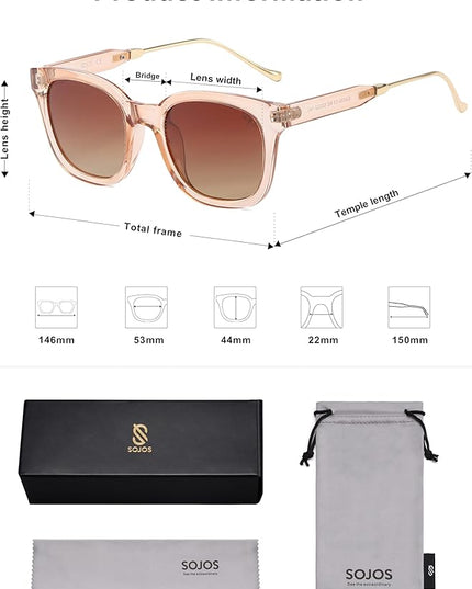 SOJOS Classic Square Polarized Sunglasses Womens Mens Retro Trendy UV400 Sunnies SJ2050
