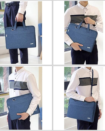 Voova Laptop Bag 17 17.3 Inch Waterproof Laptop Sleeve Case with Shoulder Straps & Handle, Computer Case Cover Slim Briefcase Compatible with 17-18” Hp Dell Asus Acer, Blue