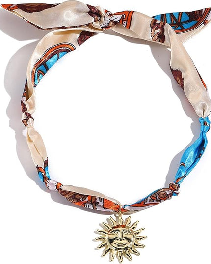 HETICA Scarf Necklace for Women Silk Western Charm Necklaces Fashion Accessory Jewelry Gift