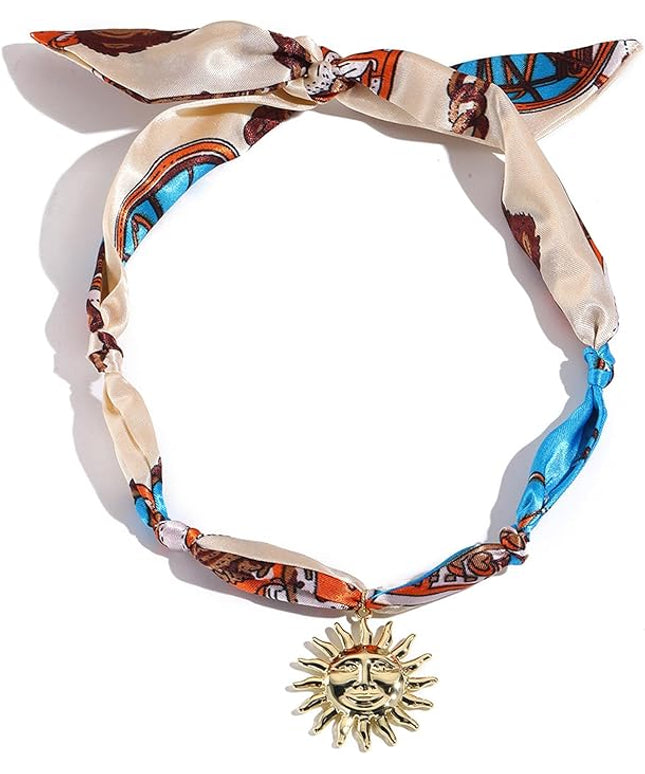 HETICA Scarf Necklace for Women Silk Western Charm Necklaces Fashion Accessory Jewelry Gift
