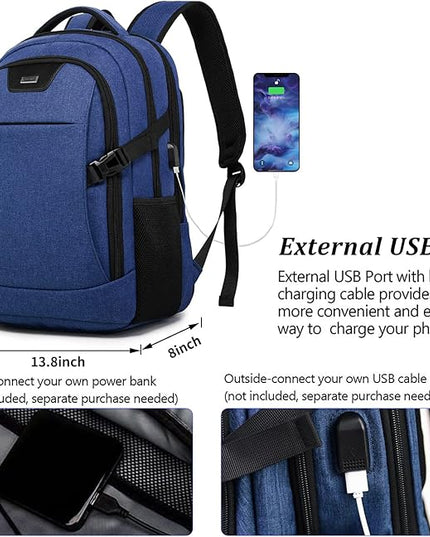 DUALSNG Travel Work Laptop Backpack With USB Charging Port Fits 15.6 15 14 13 Inch Laptop and Notebook Business Anti Theft College Computer Bag Back Pack for Women Men - Navy Blue