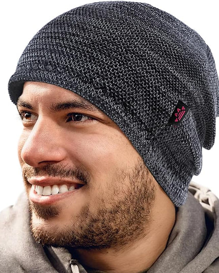 Lvaiz Mens Winter Beanie Hat Warm Fleece Lined Skull Cap for Men Reversible Women Windproof Watch Hat Knit Warm Unisex Beanie