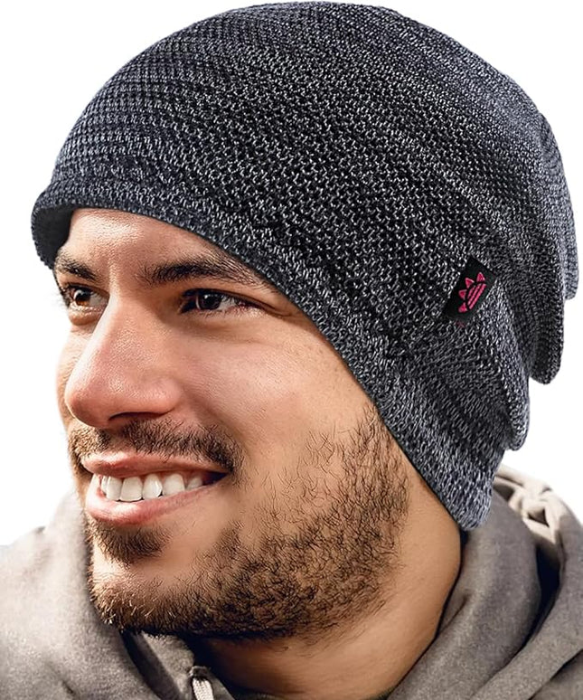 Lvaiz Mens Winter Beanie Hat Warm Fleece Lined Skull Cap for Men Reversible Women Windproof Watch Hat Knit Warm Unisex Beanie