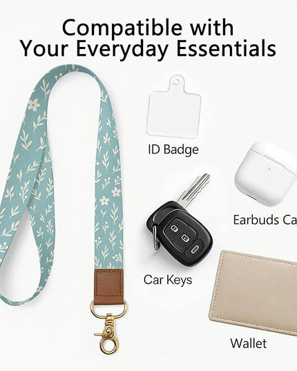 Cell Phone Lanyard with Wrist Strap, Simple Flat Leaf Neck Lanyard for Phones, Car Keys, Wallet and ID Badge – Universal Set