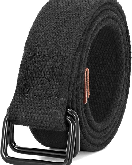 JASGOOD Men Canvas Belt Web Fabric Casual Belt with Black Double D-ring 1 1/2" Wide Set of 2