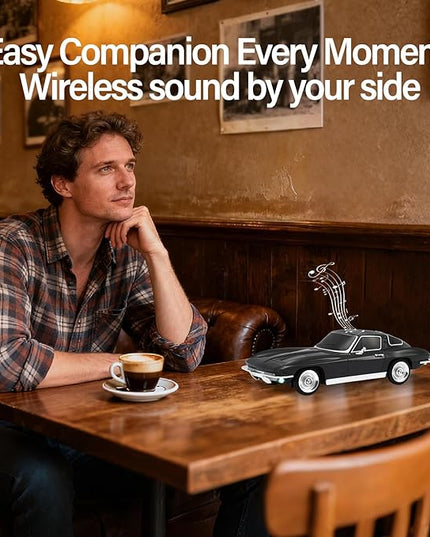 Retro American Style car Bluetooth Speaker, Portable Wireless Outdoor Speaker, TWS Stereo, Support USB/TF/AUX, Party Bluetooth Speaker with Microphone,Classic car Gifts for Men(Black)