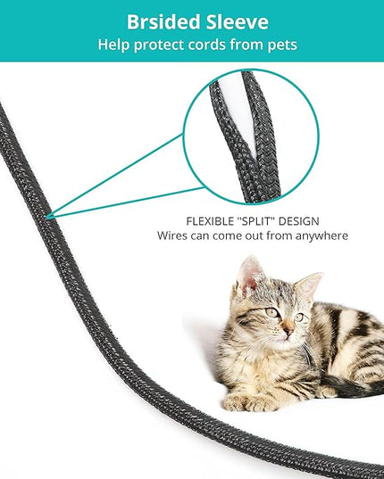 ZhiYo 20ft - 1/4 inch Cable Sleeve, Cord Wrap Wire Protector Tubing for Pets, PC Cable Wrap, Computer Cable Management Sleeve - Black