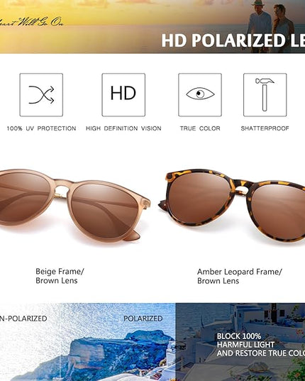CHBP Sunglasses Womens Men Polarized UV Protection Trendy Vintage Retro Round Mirrored Lens Sunglasses For Women