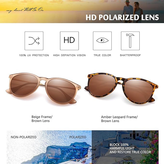 CHBP Sunglasses Womens Men Polarized UV Protection Trendy Vintage Retro Round Mirrored Lens Sunglasses For Women