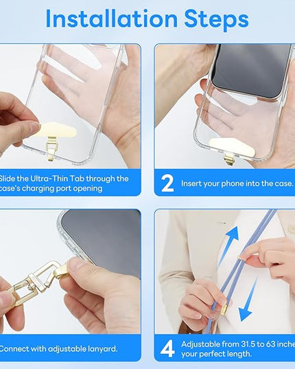 Adjustable Anti-Theft Phone Lanyard Neck & Crossbody Strap with 0.2mm Metal Tab & Comfort-Fit 8mm Rope (Fog Blue)