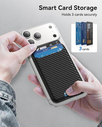 TWZKG for MagSafe Wallet, 3 Card Holder, Slim Magnetic Phone Wallet for iPhone 17/16/15/14/13/12 Pro Max Plus Air Series,RFID Blocking Vegan Leather,Carbon Fiber
