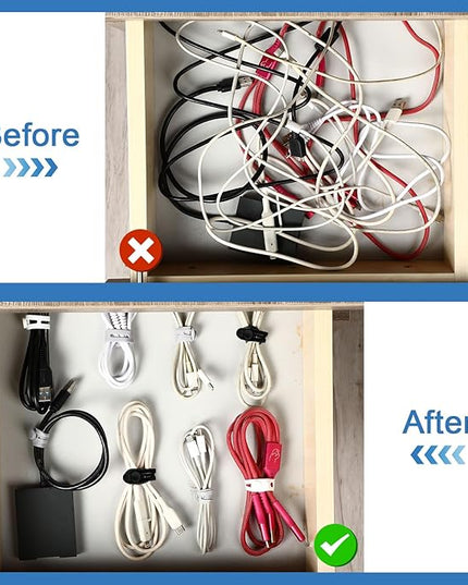 42 Pcs Silicone Cable Ties Reusable Cord Straps Multipurpose Elastic Cable Organizer for Bundling Fastening Earphone Phone Charger Home Office School (Black, White, Gray,3.15 Inch)