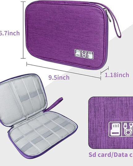 Electronics Travel Organizer,Portable Waterproof Electronic Travel Storage Bag for Small Charging Cord Storage,Charger,Small Electronics,SD Card etc,for Travel,Business -Purple