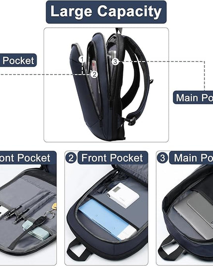 Business Backpack 17 Inch Slim Expandable Waterproof Travel Laptop Backpacks with USB Charger Port Anti-Theft Lightweight Large Work Computer Bag College Laptop Backpacks Gifts for Men Women,Dark Blue