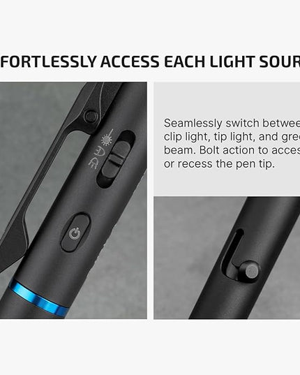 OLIGHT O'Pen 3 EDC Pen Light,120 Lumens with Green Beam, Red and White, USB-C Rechargeable LED Flashlight for Office, Writing, Presentation, Outdoor Uses, Professional Business Gift(Black)