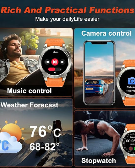 Smart Watch for Men GPS Fitness: 1.43" AMOLED Military Make Answer Call Running Digital Mens Watches Waterproof Smartwatch Android Phone iPhone Samsung Compatible Step Tracker SpO2 Heart Rate Monitor