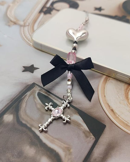 2 Pack Phone Charms, Cute Aesthetic Beaded PhoneCharm Strap Phone Lanyard String PhoneChain Accessories for Bag Keychain Airpods Camera Pendants