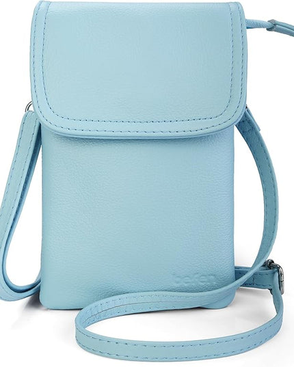 befen Genuine Leather Small Crossbody Bags for Women Cell Phone Bag Cross Body Purses,Silver Zipper