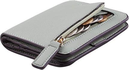 Toughergun Women’s Small Slim Leather Wallet with RFID Protection, Compact Bifold Mini Purse with Clear ID Window