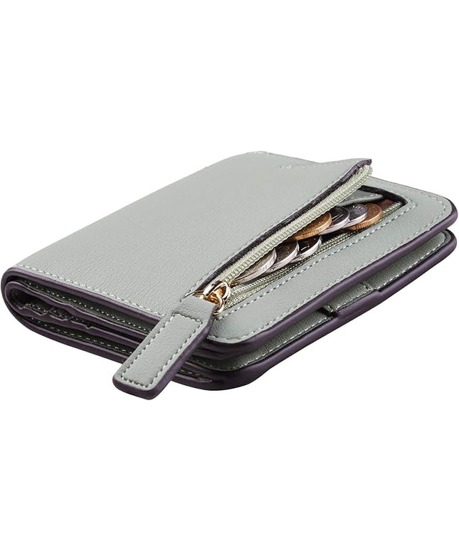 Toughergun Women’s Small Slim Leather Wallet with RFID Protection, Compact Bifold Mini Purse with Clear ID Window