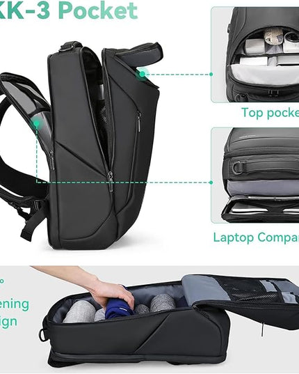 MARK RYDEN Business Backpack for Men, Waterproof High Tech Backpack with Sport Car Shape Design and USB Charging Port, Travel Laptop Backpack Fits 17.3 Inch Notebook