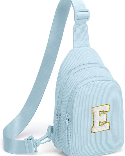 Viverte Small Corduroy Sling Bag Initial Crossbody Bag Fanny Pack for Girls Personalized Birthday Gifts for Teen Girls Gifts