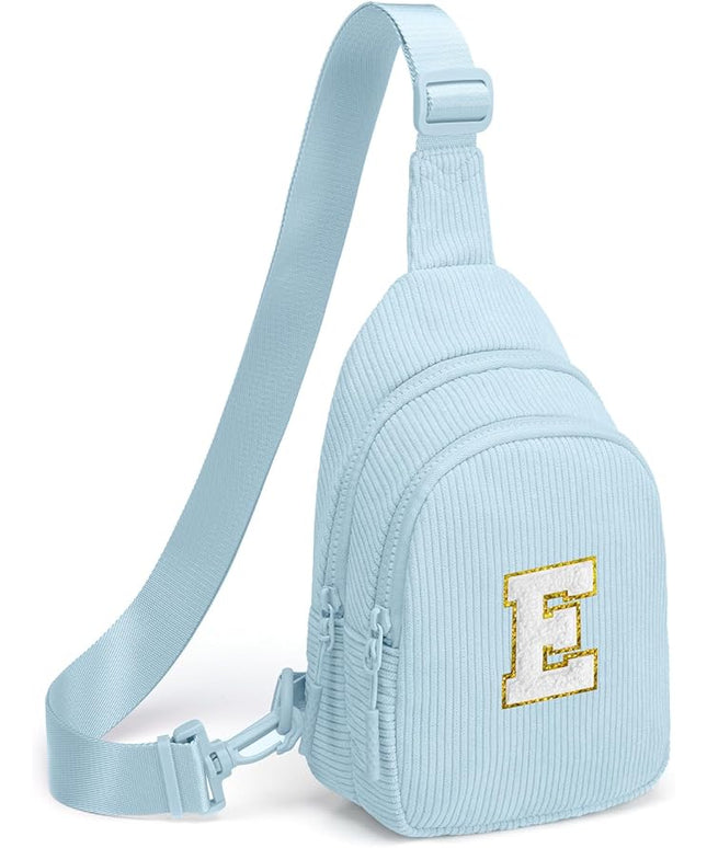 Viverte Small Corduroy Sling Bag Initial Crossbody Bag Fanny Pack for Girls Personalized Birthday Gifts for Teen Girls Gifts