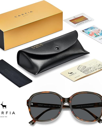 CARFIA Acetate Oversized Square Polarized Sunglasses for Women UV Protection Retro Trendy Big Shades