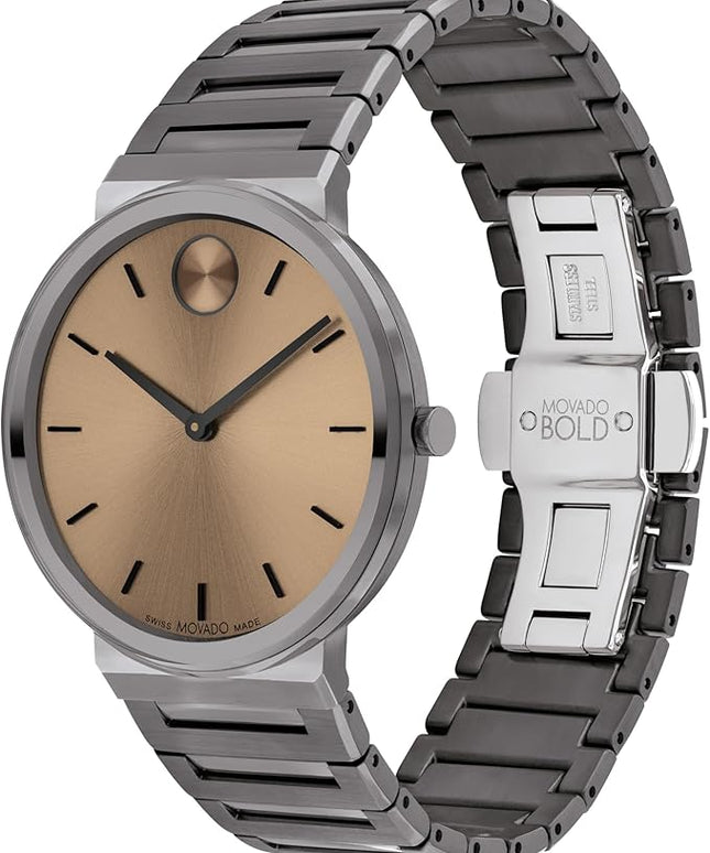 Movado Bold Horizon Ultra Thin Watch for Men and Women - Swiss Made - Water Resistant 3ATM/30 Meters - Sleek and Slim Premium Luxury Wristwatch for Everyone - 40mm