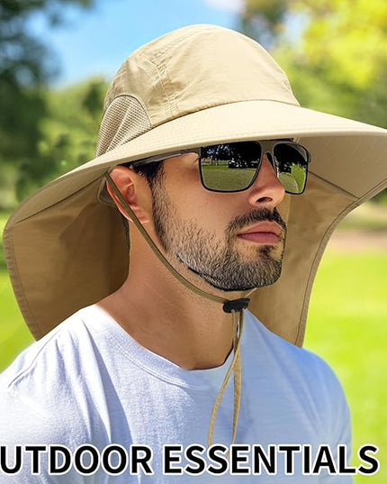 PFFY Sun Bucket Hats for Men Women 3” Wide Brim UPF 50+ Fishing & Beach Hat