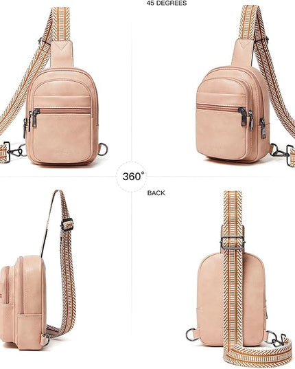Sling Bag For Women Faux Leather Small Casual Daypack Backpack Fanny Pack Crossbody Chest Bags Purse