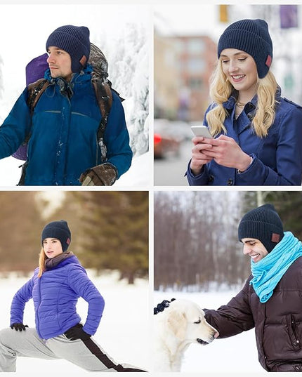 Bluetooth Beanie for Men Women, HD Stereo Sound Beanie with Headphones, Unique Tech Gifts for Men Husband Him Teen