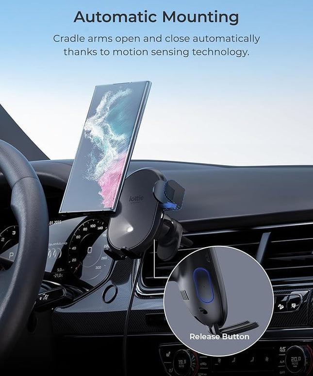 iOttie Auto Sense 2 Air Vent Car Phone Holder with Qi Wireless Charging - Auto Clamping Phone Mount for iPhone, Google Pixel, Samsung Galaxy, Huawei, LG (Adapter Not Included)