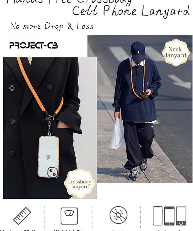 project-cb Cell Phone Lanyard ×1, Tether Tab ×2, Universal Adjustable Phone Strap, Crossbody, Neck Phone Lanyard, Rope Strap