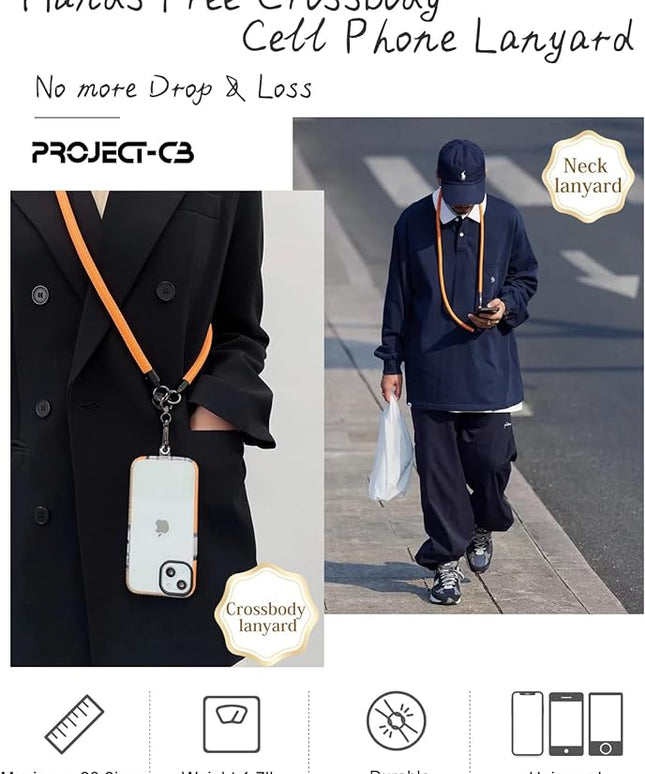 project-cb Cell Phone Lanyard ×1, Tether Tab ×2, Universal Adjustable Phone Strap, Crossbody, Neck Phone Lanyard, Rope Strap