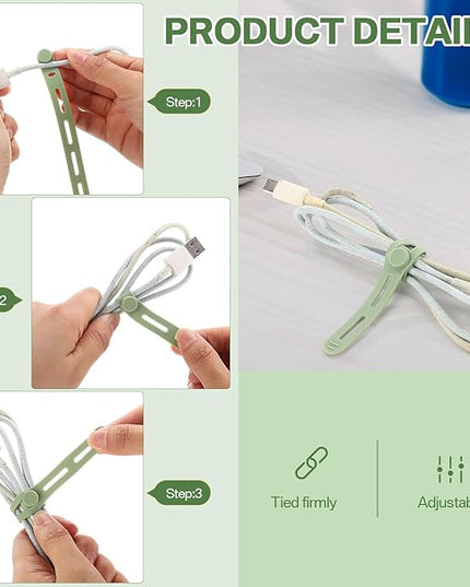 42 Pcs Silicone Cable Ties Reusable Cord Straps Multipurpose Elastic Cable Organizer for Bundling Fastening Earphone Phone Charger Home Office School(Multicolor,5.12 Inch)