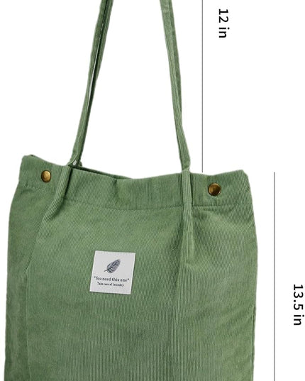 Corduroy Tote Bag Cute Tote Bags for Women Shoulder Bag with Inner Pocket for Work Beach Travel and Shopping Grocery