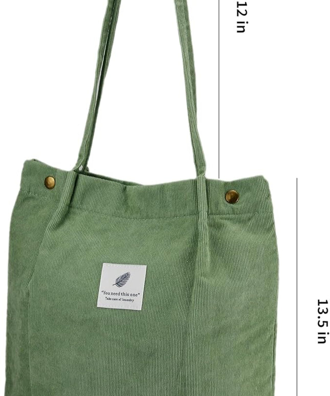Corduroy Tote Bag Cute Tote Bags for Women Shoulder Bag with Inner Pocket for Work Beach Travel and Shopping Grocery