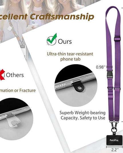 Phone Lanyard Crossbody, Cell Phone Strap for Around The Neck Adjustable, Anti Theft Cute Lanyard for iPhone Case ID Holder Keys Accessories Travel Essential