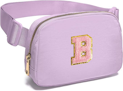 Gitus Initial Belt Bag Fanny Pack Crossbody Bag for Girls Birthday Gifts Age 8-10 Teen Girl Gifts Trend Stuff Personalized Letter Gifts for Daughter Sister (Lavender-B)